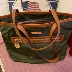 MICHAEL KORS Nylon Leather Trim Handle Bag